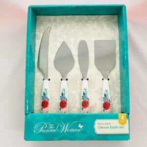 Pioneer Woman 4 Pc Cheese Knife Set Wishful Winter Floral NWT